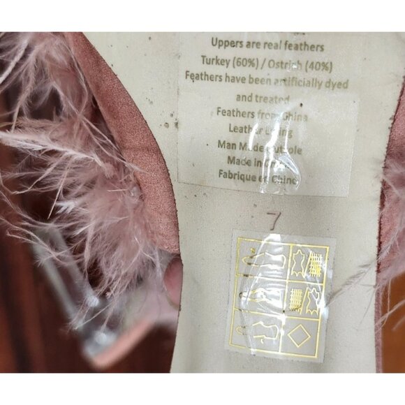 FREE PEOPLE X JEFFREY CAMPBELL Sz 7 DAISY FEATHER BOA HEELS PINK - Picture 9 of 13